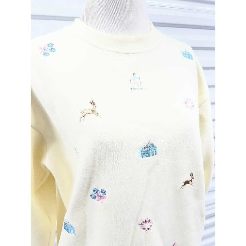 Vintage Carroll Reed Embroidered Cream Sweatshirt - Picture 2 of 4